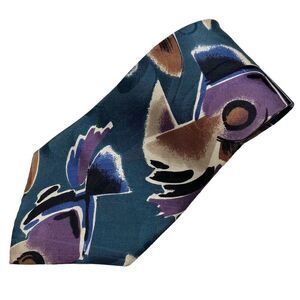 Halston III Tie Men's Necktie Abstract Silk  Green Lavender Ivory Black Blue